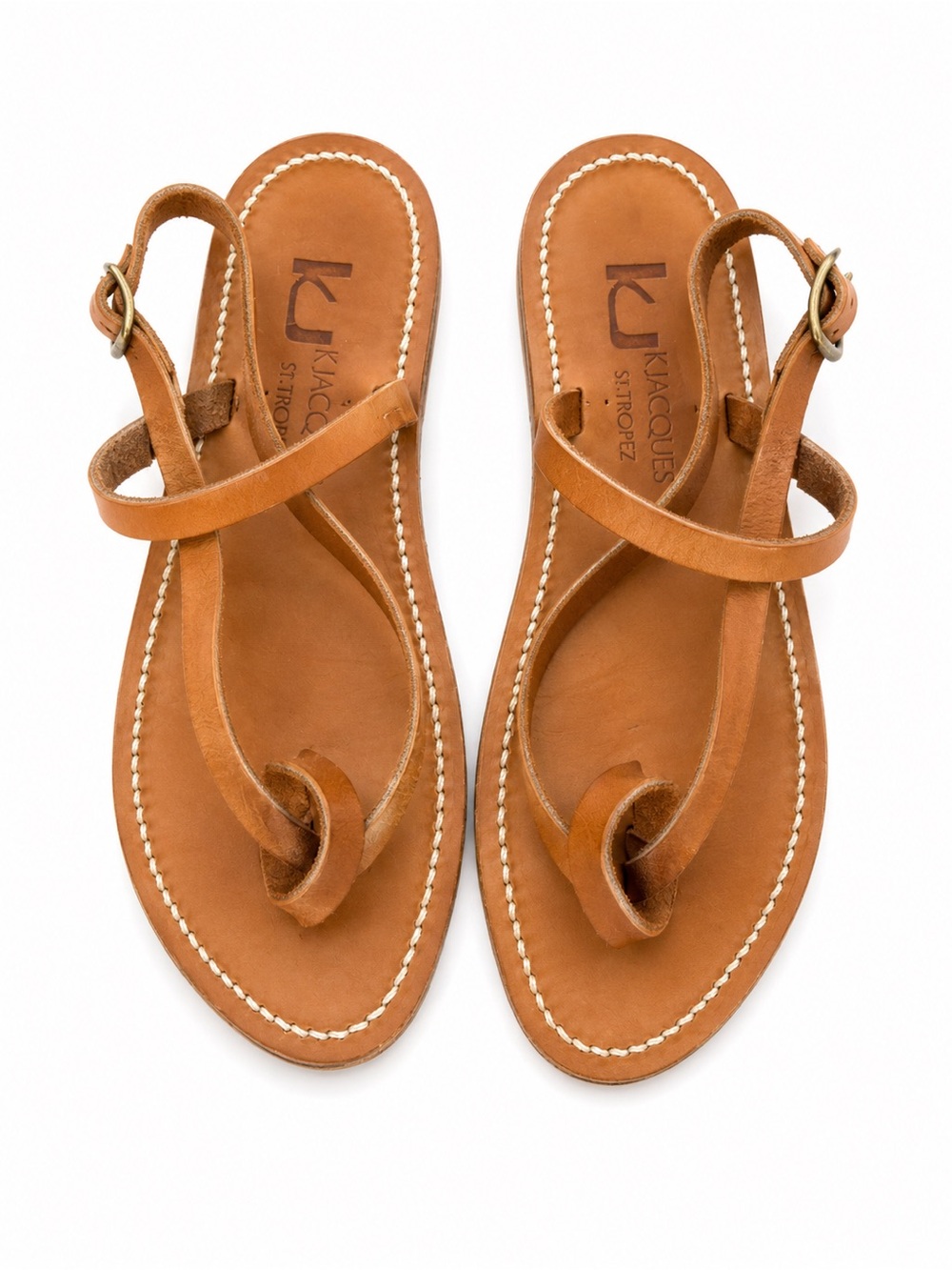 K Jacques St Tropez Leather Sandals Size 37 Made in France
